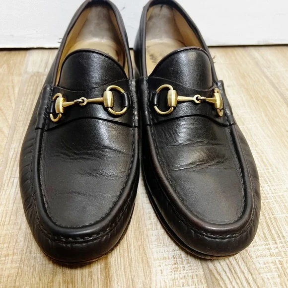 Vintage Gucci 1953 Horsebit Loafers Dark Brown Leather Size 41 E Wide - Picture 2 of 10
